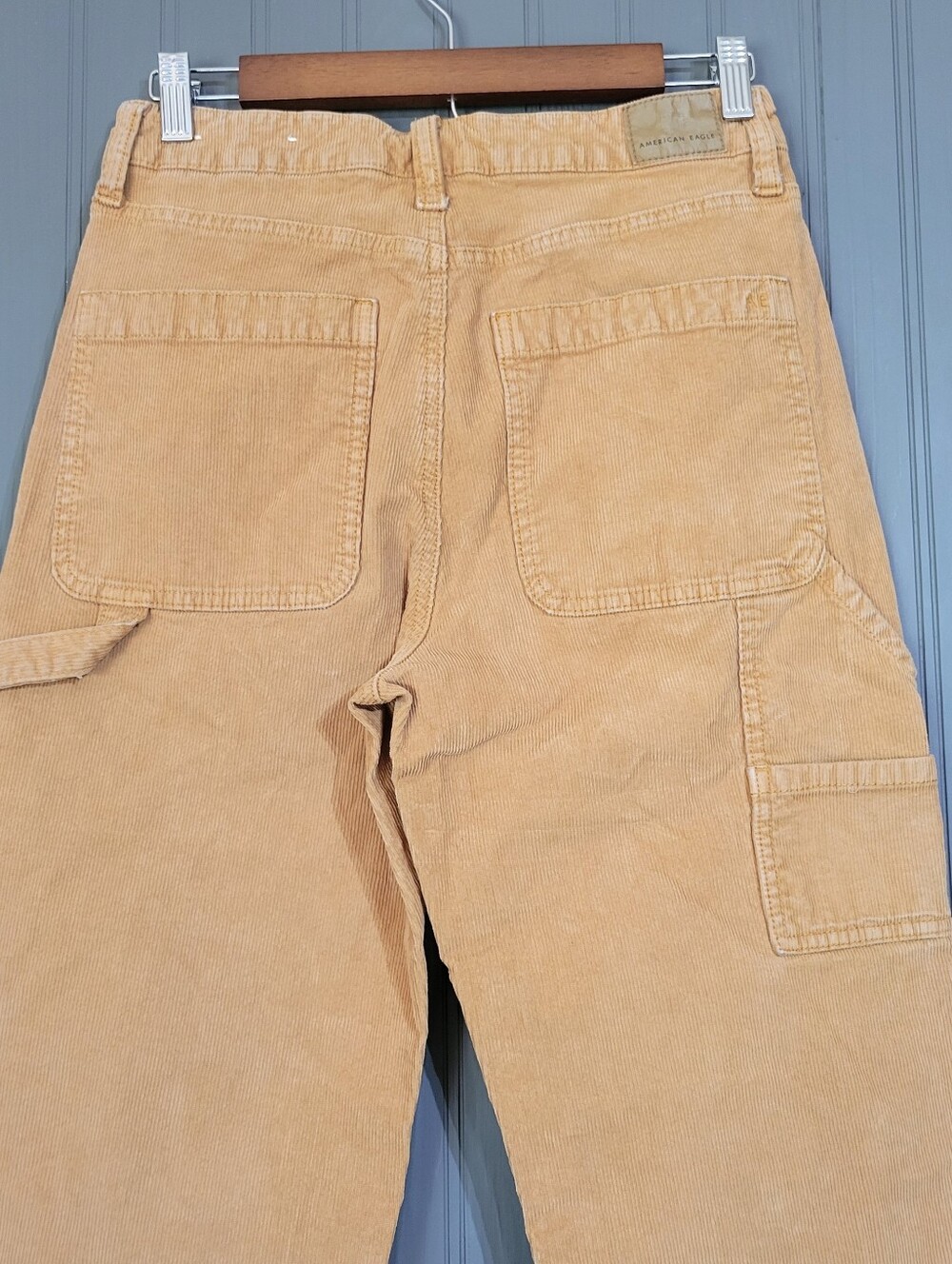 American Eagle Super Stretch Corduroy Cargo Carpenter Pants Brown Women's 4 - Picture 5 of 9